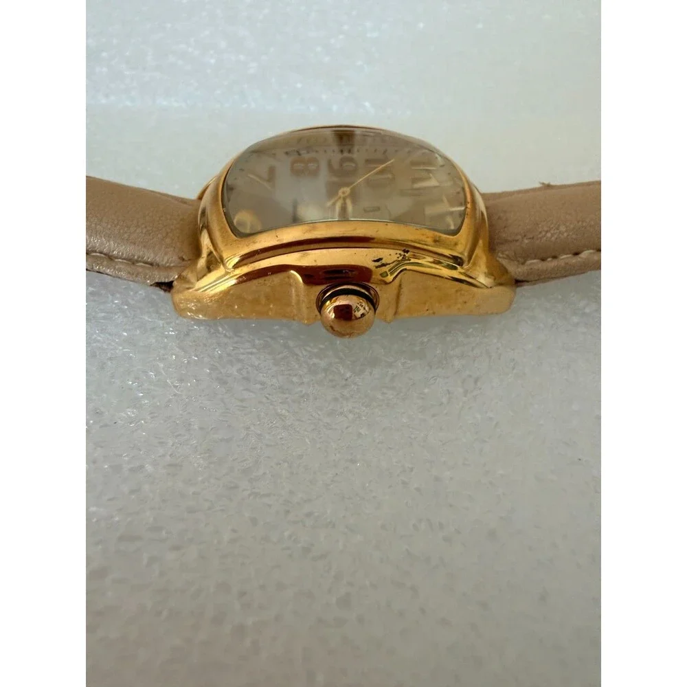 Vintage Pastorelli Tonneau Gold Watch Swiss Parts Mother of Pearl Dial Leather